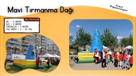 Mavi Tırmanma Dağı Şişme Oyun Parkuru Şişme Oyuncak Kiralama İzmir Organizasyon