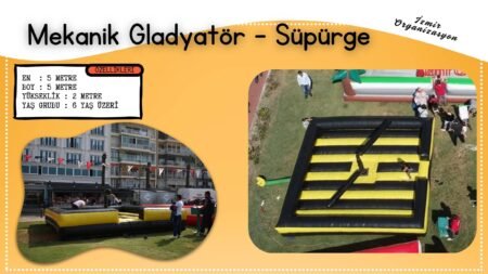Mekanik Gladyatör Süpürge Şişme Oyuncak Kiralama İzmir Organizasyon