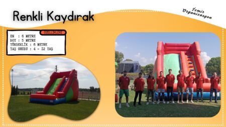 Renkli Dev Kaydırak Şişme Oyuncak Kiralama İzmir Organizasyon